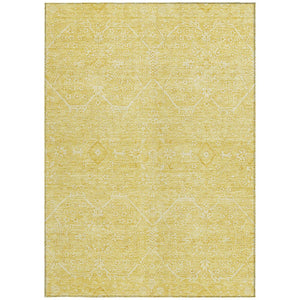 HomeRoots 5' Gold Floral Washable Area Rug – Elegant Indoor-Outdoor Design for High-Traffic Spaces and Durability 8' X 10' 607365