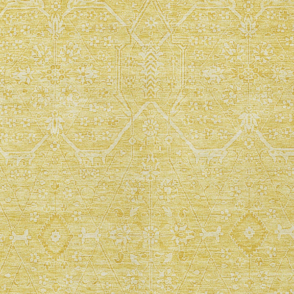 HomeRoots 5' Gold Floral Washable Area Rug – Elegant Indoor-Outdoor Design for High-Traffic Spaces and Durability 9' X 12' 607366