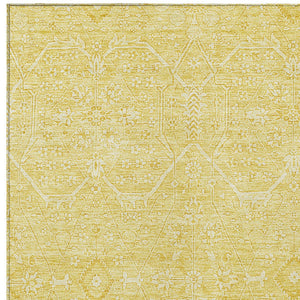 HomeRoots 5' Gold Floral Washable Area Rug – Elegant Indoor-Outdoor Design for High-Traffic Spaces and Durability 10' X 14' 607367