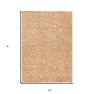 HomeRoots 5' Salmon Floral Washable Area Rug - Durable, Stylish, and Perfect for Indoor or Outdoor Spaces 5' X 8' 607381