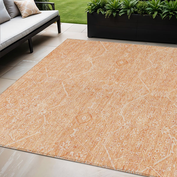 HomeRoots 5' Salmon Floral Washable Area Rug - Durable, Stylish, and Perfect for Indoor or Outdoor Spaces 5' X 8' 607381