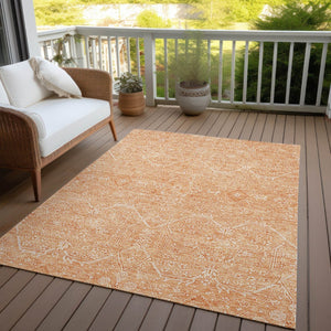 HomeRoots 5' Salmon Floral Washable Area Rug - Durable, Stylish, and Perfect for Indoor or Outdoor Spaces 5' X 8' 607381