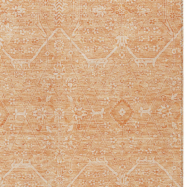 HomeRoots 5' Salmon Floral Washable Area Rug - Durable, Stylish, and Perfect for Indoor or Outdoor Spaces 5' X 8' 607381
