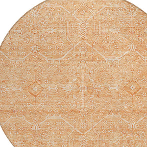 HomeRoots 5' Salmon Floral Washable Area Rug - Durable, Stylish, and Perfect for Indoor or Outdoor Spaces 8' Round 607382