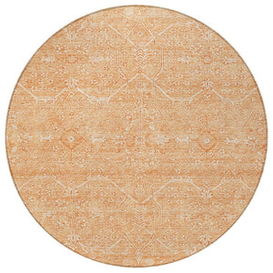 HomeRoots 5' Salmon Floral Washable Area Rug - Durable, Stylish, and Perfect for Indoor or Outdoor Spaces 8' Round 607382