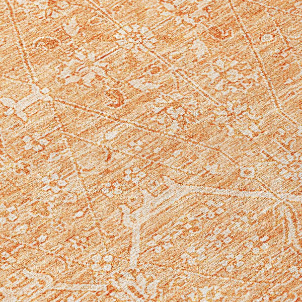 HomeRoots 5' Salmon Floral Washable Area Rug - Durable, Stylish, and Perfect for Indoor or Outdoor Spaces 8' Round 607382