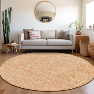 HomeRoots 5' Salmon Floral Washable Area Rug - Durable, Stylish, and Perfect for Indoor or Outdoor Spaces 8' Round 607382