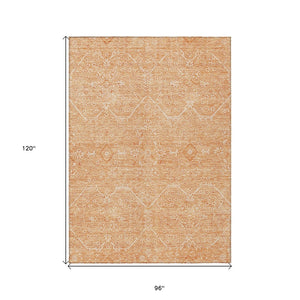 HomeRoots 5' Salmon Floral Washable Area Rug - Durable, Stylish, and Perfect for Indoor or Outdoor Spaces 8' X 10' 607383