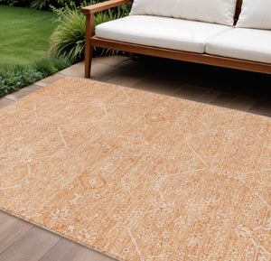 HomeRoots 5' Salmon Floral Washable Area Rug - Durable, Stylish, and Perfect for Indoor or Outdoor Spaces 8' X 10' 607383