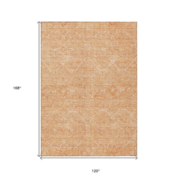 HomeRoots 5' Salmon Floral Washable Area Rug - Durable, Stylish, and Perfect for Indoor or Outdoor Spaces 10' X 14' 607385