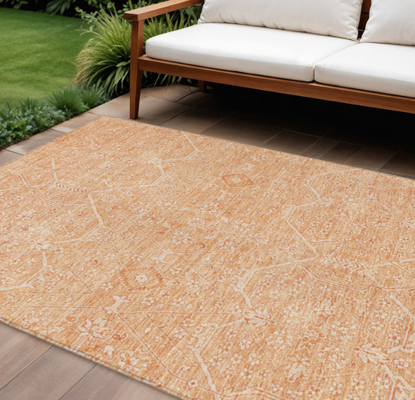HomeRoots 5' Salmon Floral Washable Area Rug - Durable, Stylish, and Perfect for Indoor or Outdoor Spaces 10' X 14' 607385