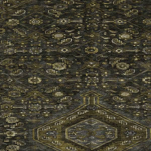 HomeRoots 5' Charcoal Medallion Indoor-Outdoor Area Rug – Durable, Washable & Stylish for Any Space 5' X 8' 607393