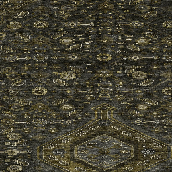 HomeRoots 5' Charcoal Medallion Indoor-Outdoor Area Rug – Durable, Washable & Stylish for Any Space 5' X 8' 607393