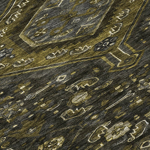 HomeRoots 5' Charcoal Medallion Indoor-Outdoor Area Rug – Durable, Washable & Stylish for Any Space 5' X 8' 607393