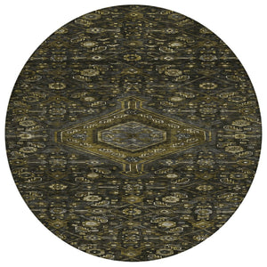 HomeRoots 5' Charcoal Medallion Indoor-Outdoor Area Rug – Durable, Washable & Stylish for Any Space 8' Round 607394