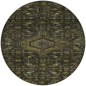 HomeRoots 5' Charcoal Medallion Indoor-Outdoor Area Rug – Durable, Washable & Stylish for Any Space 8' Round 607394