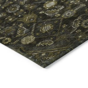 HomeRoots 5' Charcoal Medallion Indoor-Outdoor Area Rug – Durable, Washable & Stylish for Any Space 8' X 10' 607395