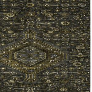 HomeRoots 5' Charcoal Medallion Indoor-Outdoor Area Rug – Durable, Washable & Stylish for Any Space 8' X 10' 607395