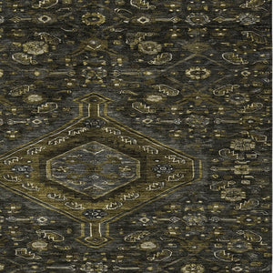 HomeRoots 5' Charcoal Medallion Indoor-Outdoor Area Rug – Durable, Washable & Stylish for Any Space 9' X 12' 607396