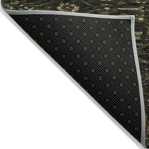 HomeRoots 5' Charcoal Medallion Indoor-Outdoor Area Rug – Durable, Washable & Stylish for Any Space 10' X 14' 607397