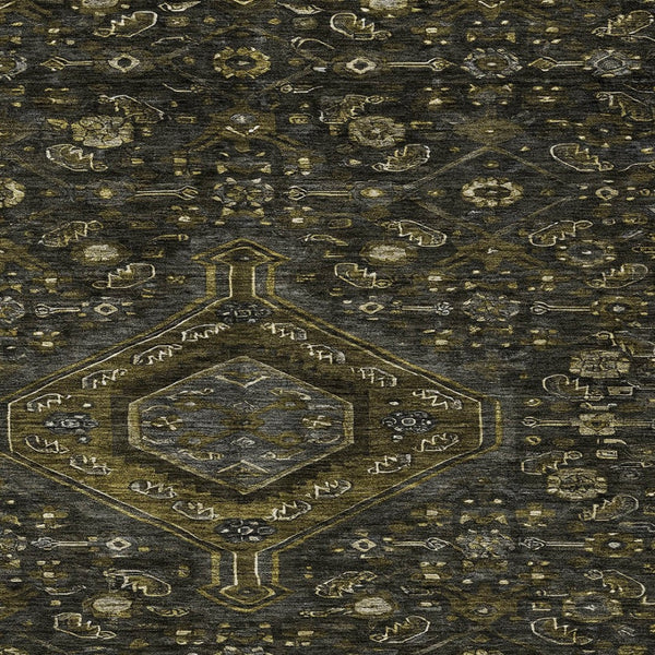 HomeRoots 5' Charcoal Medallion Indoor-Outdoor Area Rug – Durable, Washable & Stylish for Any Space 10' X 14' 607397