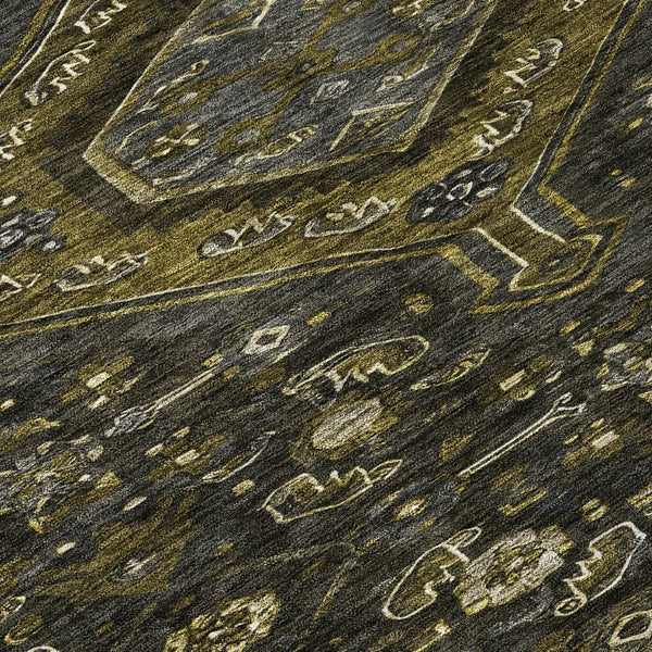 HomeRoots 5' Charcoal Medallion Indoor-Outdoor Area Rug – Durable, Washable & Stylish for Any Space 10' X 14' 607397