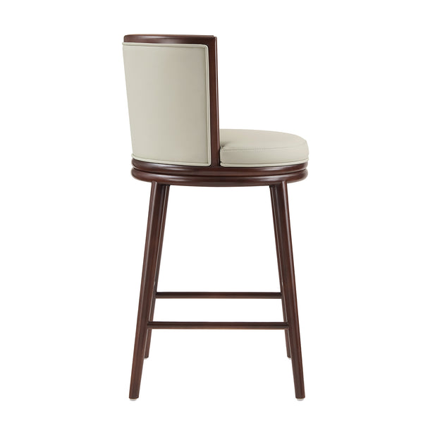 English Elm Evalyn Stone Leatherette Barstool — Stone Gray Upholstered Seat, Beech Wood Legs, Commercial Quality B365P398041