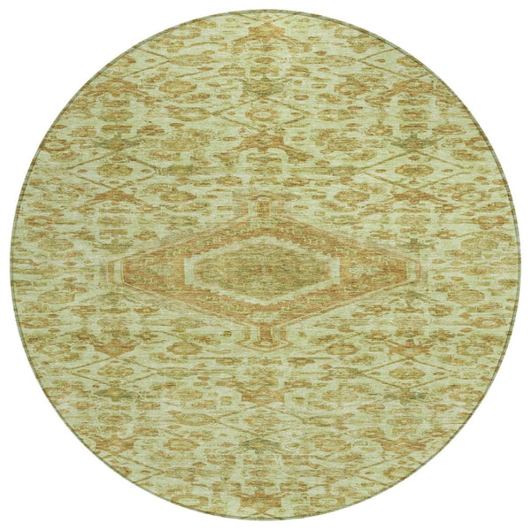 HomeRoots 5' Sage Medallion Indoor Outdoor Area Rug – Durable, Washable, Elegant Design for High-Traffic Spaces 8' Round 607412