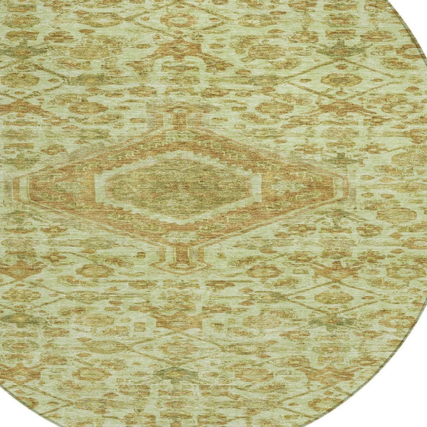 HomeRoots 5' Sage Medallion Indoor Outdoor Area Rug – Durable, Washable, Elegant Design for High-Traffic Spaces 8' Round 607412