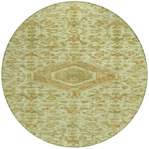 HomeRoots 5' Sage Medallion Indoor Outdoor Area Rug – Durable, Washable, Elegant Design for High-Traffic Spaces 8' Round 607412