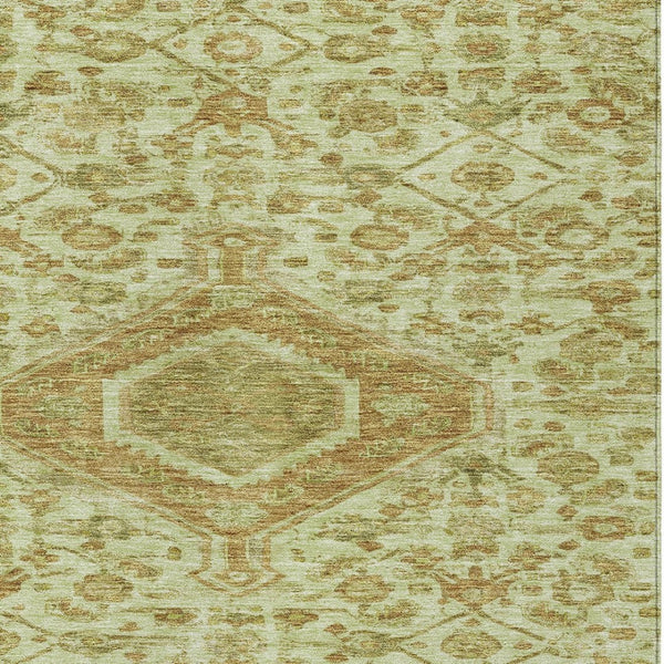 HomeRoots 5' Sage Medallion Indoor Outdoor Area Rug – Durable, Washable, Elegant Design for High-Traffic Spaces 9' X 12' 607414