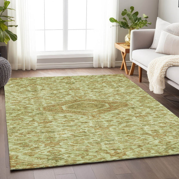 HomeRoots 5' Sage Medallion Indoor Outdoor Area Rug – Durable, Washable, Elegant Design for High-Traffic Spaces 9' X 12' 607414