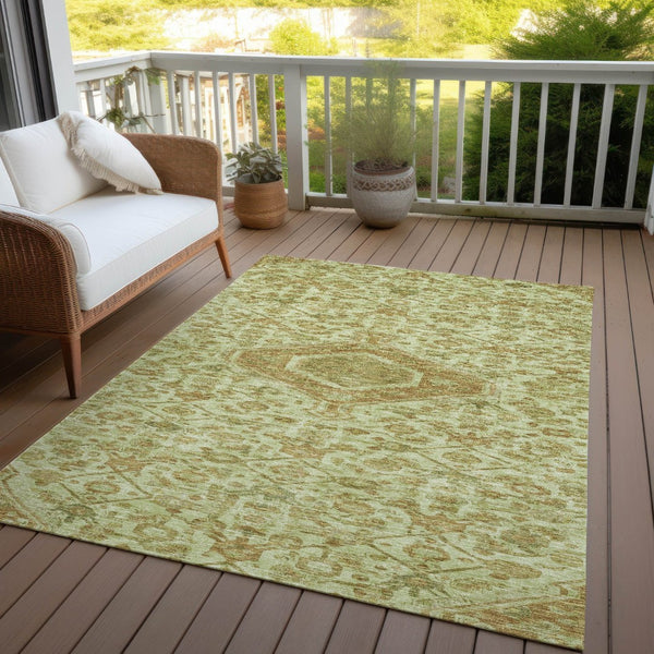 HomeRoots 5' Sage Medallion Indoor Outdoor Area Rug – Durable, Washable, Elegant Design for High-Traffic Spaces 10' X 14' 607415