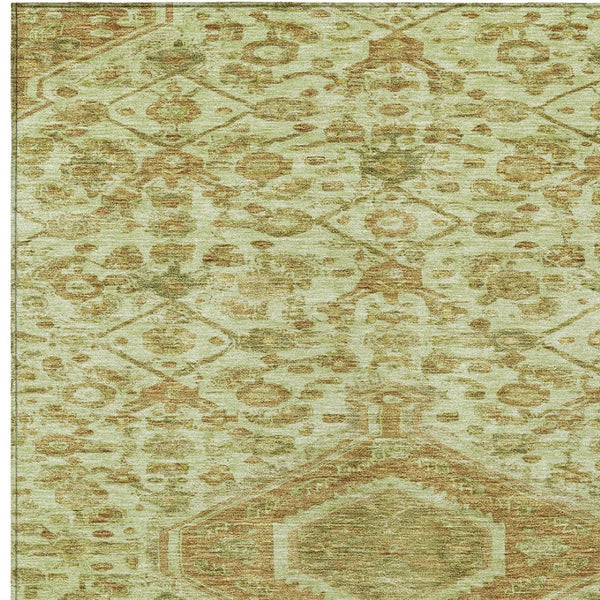 HomeRoots 5' Sage Medallion Indoor Outdoor Area Rug – Durable, Washable, Elegant Design for High-Traffic Spaces 10' X 14' 607415