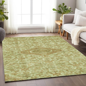 HomeRoots 5' Sage Medallion Indoor Outdoor Area Rug – Durable, Washable, Elegant Design for High-Traffic Spaces 10' X 14' 607415