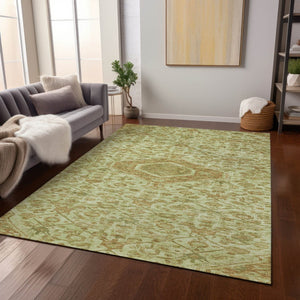HomeRoots 5' Sage Medallion Indoor Outdoor Area Rug – Durable, Washable, Elegant Design for High-Traffic Spaces 10' X 14' 607415