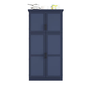 English Elm [assembly Included] Topmax Shaker Pantry Cabinet Tall Mdf Kitchen Storage with Pull-out Trays Blue SP000099AAC