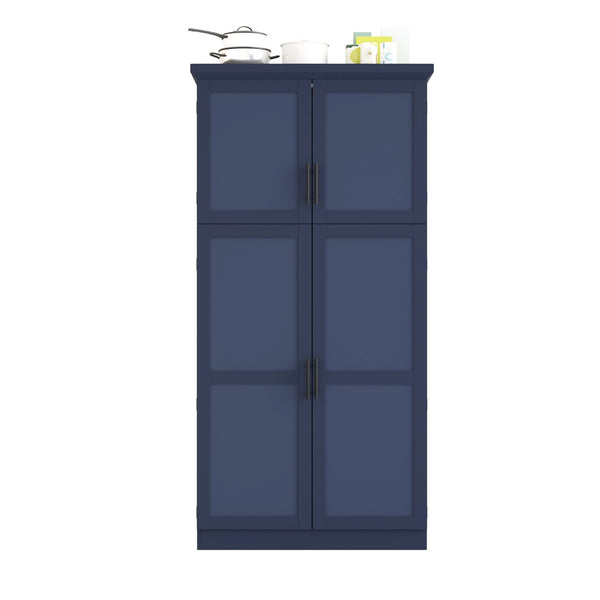 English Elm [assembly Included] Topmax Shaker Pantry Cabinet Tall Mdf Kitchen Storage with Pull-out Trays Blue SP000099AAC