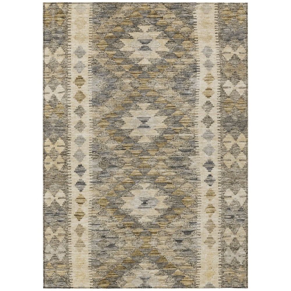 HomeRoots 5' Beige Geometric Indoor-Outdoor Area Rug - Durable, Stylish, and Machine Washable for All Spaces 5' X 8' 607423
