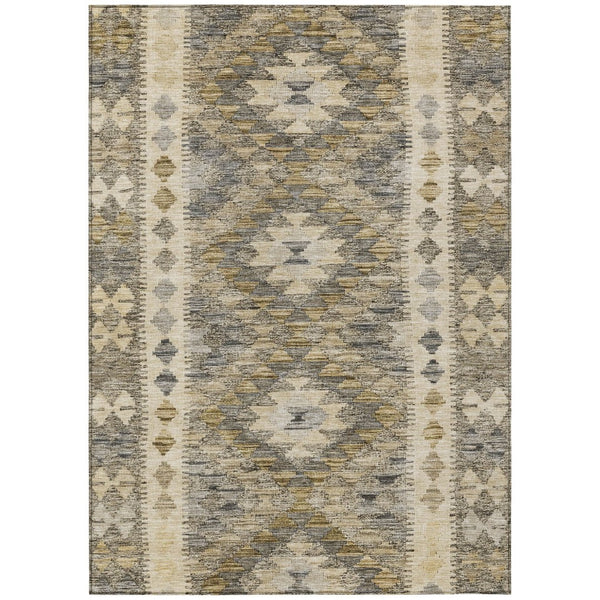 HomeRoots 5' Beige Geometric Indoor-Outdoor Area Rug - Durable, Stylish, and Machine Washable for All Spaces 5' X 8' 607423