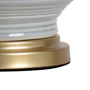 Wildwood Pauline Gray Ringed Porcelain Lamp With Antique Gold Mounting — Transitional 28" Accent Lighting For Nightstands 60743