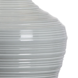 Wildwood Pauline Gray Ringed Porcelain Lamp With Antique Gold Mounting — Transitional 28" Accent Lighting For Nightstands 60743