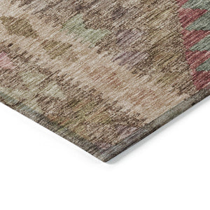 HomeRoots 5' Brown Geometric Indoor Outdoor Area Rug - Durable, Washable, Stylish Design for High-Traffic Spaces 8' Round 607430