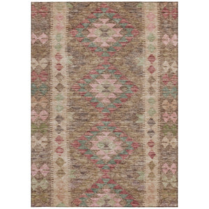 HomeRoots 5' Brown Geometric Indoor Outdoor Area Rug - Durable, Washable, Stylish Design for High-Traffic Spaces 8' X 10' 607431