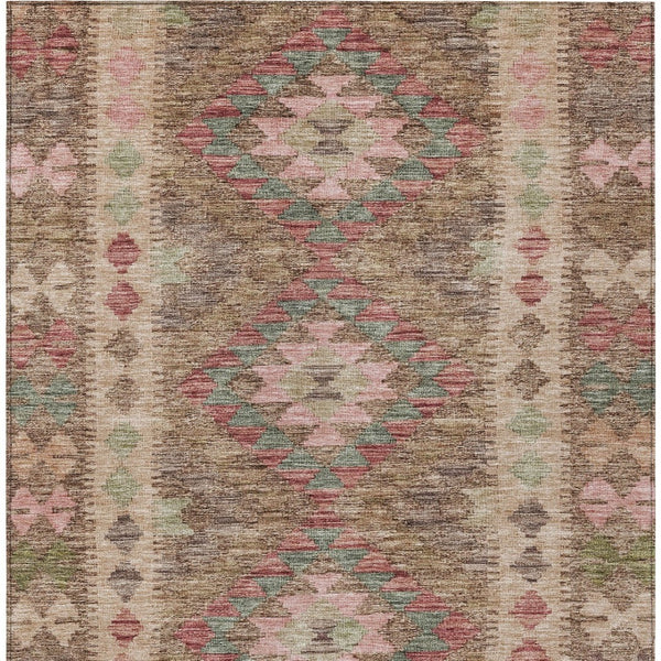 HomeRoots 5' Brown Geometric Indoor Outdoor Area Rug - Durable, Washable, Stylish Design for High-Traffic Spaces 8' X 10' 607431
