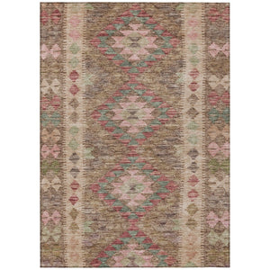 HomeRoots 5' Brown Geometric Indoor Outdoor Area Rug - Durable, Washable, Stylish Design for High-Traffic Spaces 10' X 14' 607433