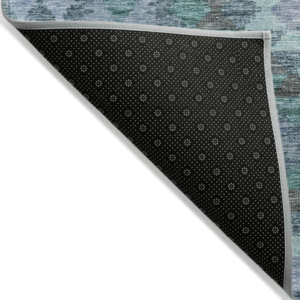 HomeRoots 5' Stylish Blue Geometric Washable Area Rug for Indoor & Outdoor Use - Durable, Easy Care, Versatile Design 5' X 8' 607435