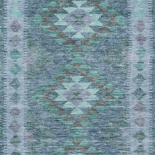 HomeRoots 5' Stylish Blue Geometric Washable Area Rug for Indoor & Outdoor Use - Durable, Easy Care, Versatile Design 5' X 8' 607435