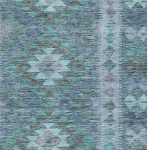 HomeRoots 5' Stylish Blue Geometric Washable Area Rug for Indoor & Outdoor Use - Durable, Easy Care, Versatile Design 8' X 10' 607437