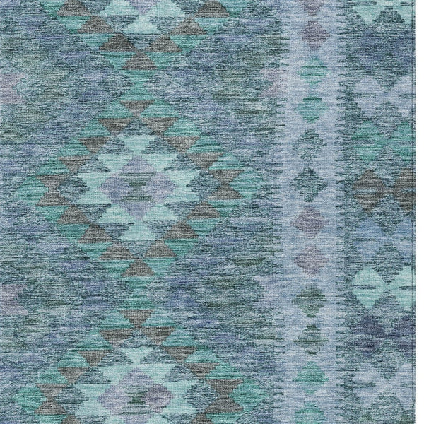 HomeRoots 5' Stylish Blue Geometric Washable Area Rug for Indoor & Outdoor Use - Durable, Easy Care, Versatile Design 8' X 10' 607437